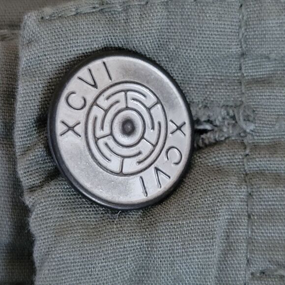 XCVI Ruffled Cargo Capri Green Wide-Leg Pants Side Slits Women Size XS - Picture 7 of 9